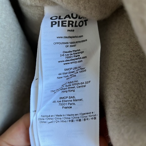 ⛄️CLAUDIE PIERLOT double-breasted patch pocket long wool blend coat NWOT - Picture 14 of 15